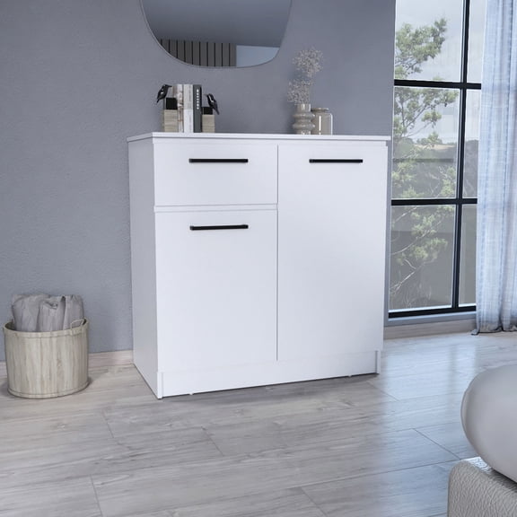 Compact White Dresser with Drawer and Cabinet Function / Ideal for Small Rooms
