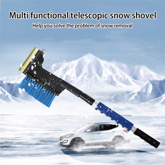 Compact Windshield Ice Scraper with Stainless Steel Reinforced Blade, Ergonomic Curved Handle Anti-Slip Snow Removal Tool for Car Window, Portable Glove Box Auto De-Icer Accessory