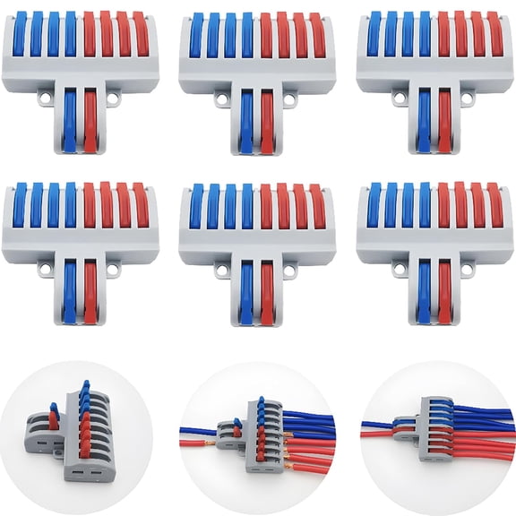 Compact Wire Connector, Quick Connect Terminal, Lever Nut Combination Conductor, Electrical Connection Block (6 Pieces-82, 2 In 8 Out)