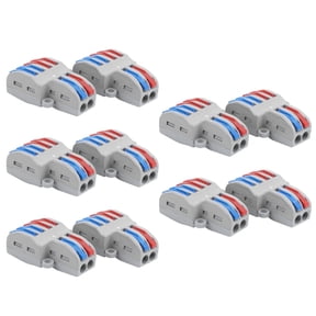 Compact Wire Connectors 2 In 4 Out Conductor Terminal Block Splice Lever Nut Quick Connect Tool for Electrical Control and Home Improvement, 10-Pack (1.5 x 0.9 Inches / 38.9 x 22.7 mm)
