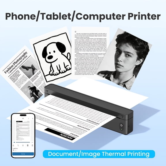 Compact Wireless Thermal Printer A10A, Works with Smartphones And Laptops, Ideal for Business, Home, Travel, And Office Use, Featuring Ink-Free Printing