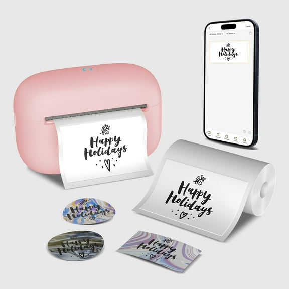 Compact Wireless Thermal Printer - USB Rechargeable, Portable Wireless Enabled, Ink-Free Printing for Notes, Diaries and Doodles - Includes Thermal Paper, Perfect Gift for youngster, Pink