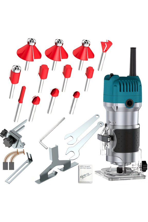 New Compact Woodworking Edge Trimming Router Tool Set, Milling Cutter for Wood Chamfering Hole Digging Fine Work, Ideal Carpenter Tool & Gift for Father Boyfriend