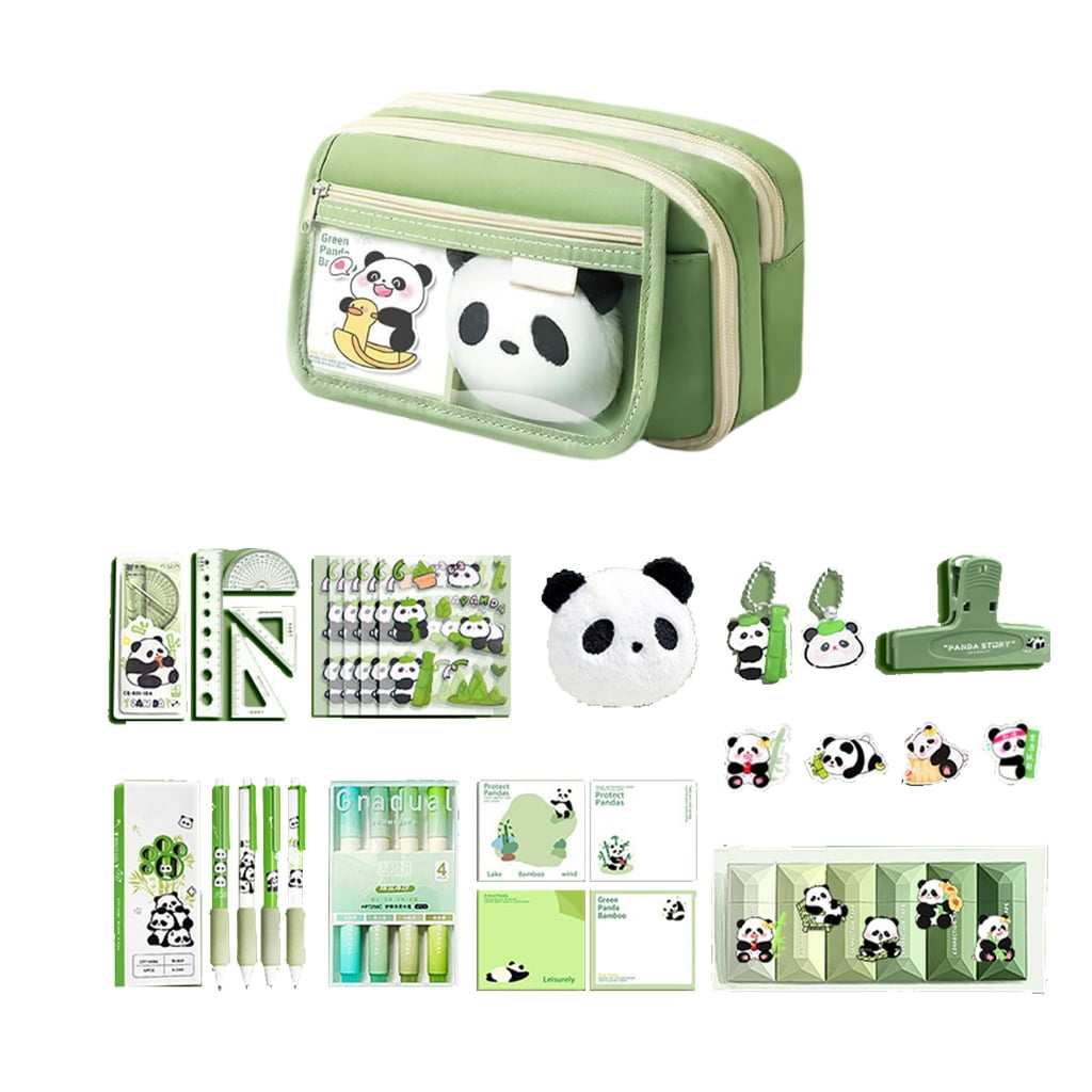 Durabless Canvas Pencil case Set With Stylish Cultural Panda Pattern And Zipper
