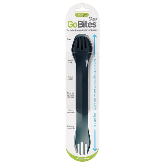 Humangear GoBites Duo Reusable Fork and Spoon Travel Utensils - Gray