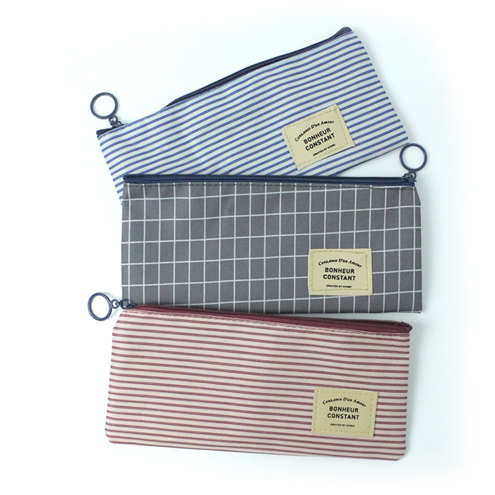 Compact and Portable Design Slim Pencil Storage Oxford Cloth Makeup Pouch Bags, Set of 3