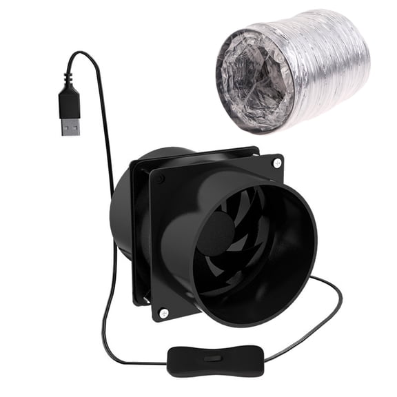 Compact and Portable Fume Extractor Fan with Duct Pipe and Ventilation Tubing for Kitchen and Bathroom Use - USB Powered