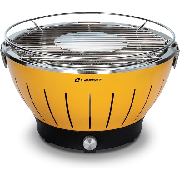 Compact and Versatile Charcoal Grill for Camping, Tailgating, and Outdoor Cooking - Lightweight and Durable Design with Large Cooking Surface - Amber