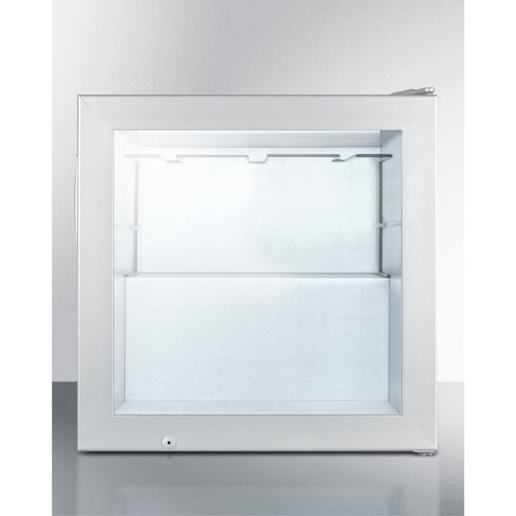 Compact commercial vodka chiller with self-closing glass door and stainless steel wrapped cabinet