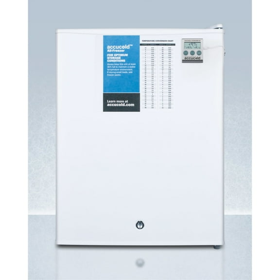 Compact manual defrost all-freezer for medical/general purpose use, with NIST calibrated thermometer and lock