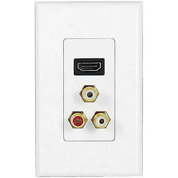 Compact wall plate; HDMI for digital high definition video, 3 RCA connectors for component video supporting analog high definition.