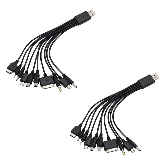 Compactly 23cm MultiPort USB Charging Cable 10 in 1 Universally Design Data Cord for Smartphones Tablets Speakers