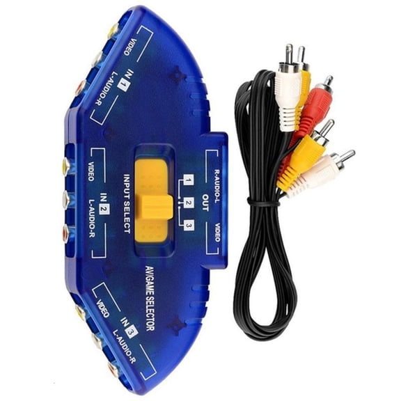 Compactly Video Splitter Box Connect 3RCA Devices To TV Not Need Power Supply