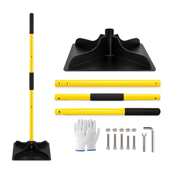 Mowpeak 10*10inch Heavy Duty Hand Tamper Tool with 48" Adjustable Handle, Manual Dirt Compactor with Steel Base Plate for Garden, Yard and Landscaping Leveling
