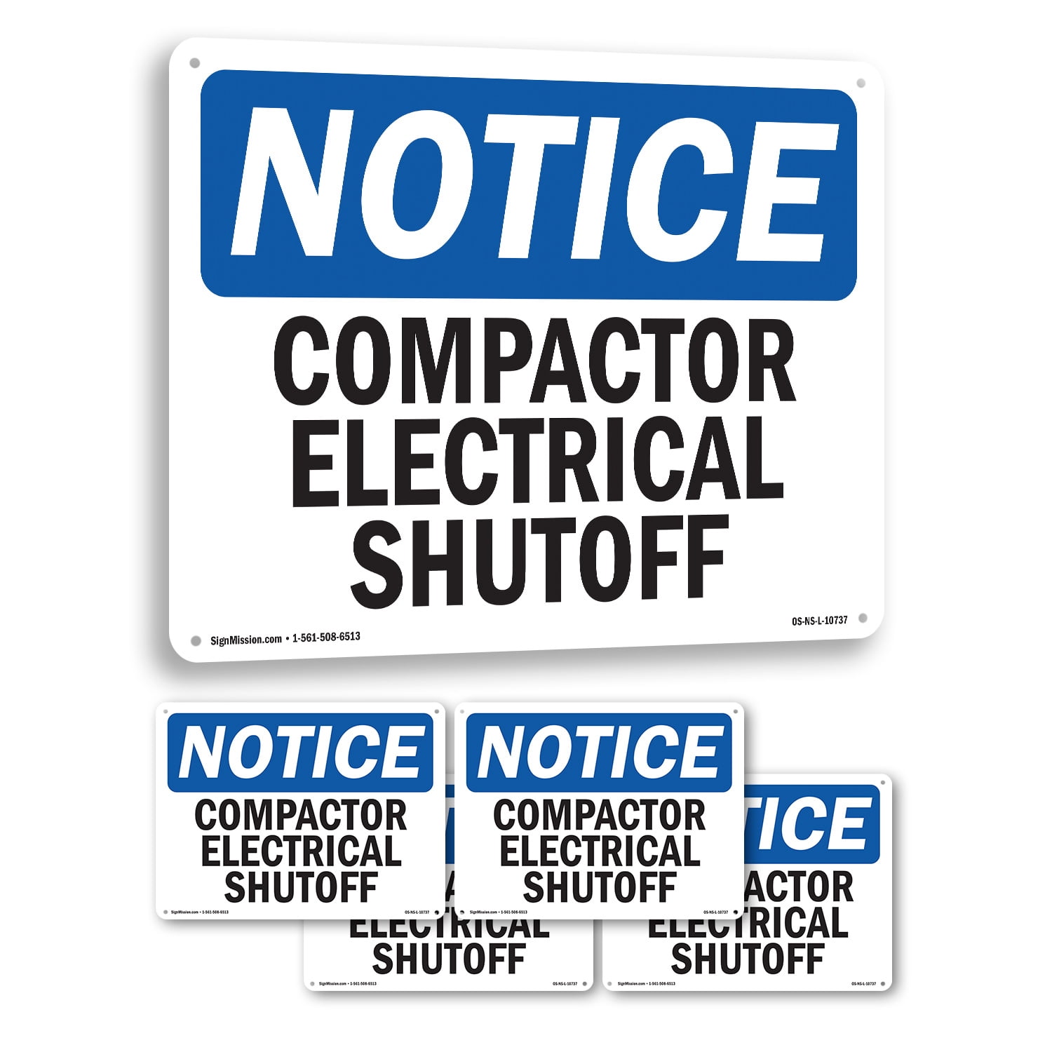 Compactor On Button Sign Compactor Electrical Shutoff OSHA Notice Aluminum Sign 18 Inch x 12 ...