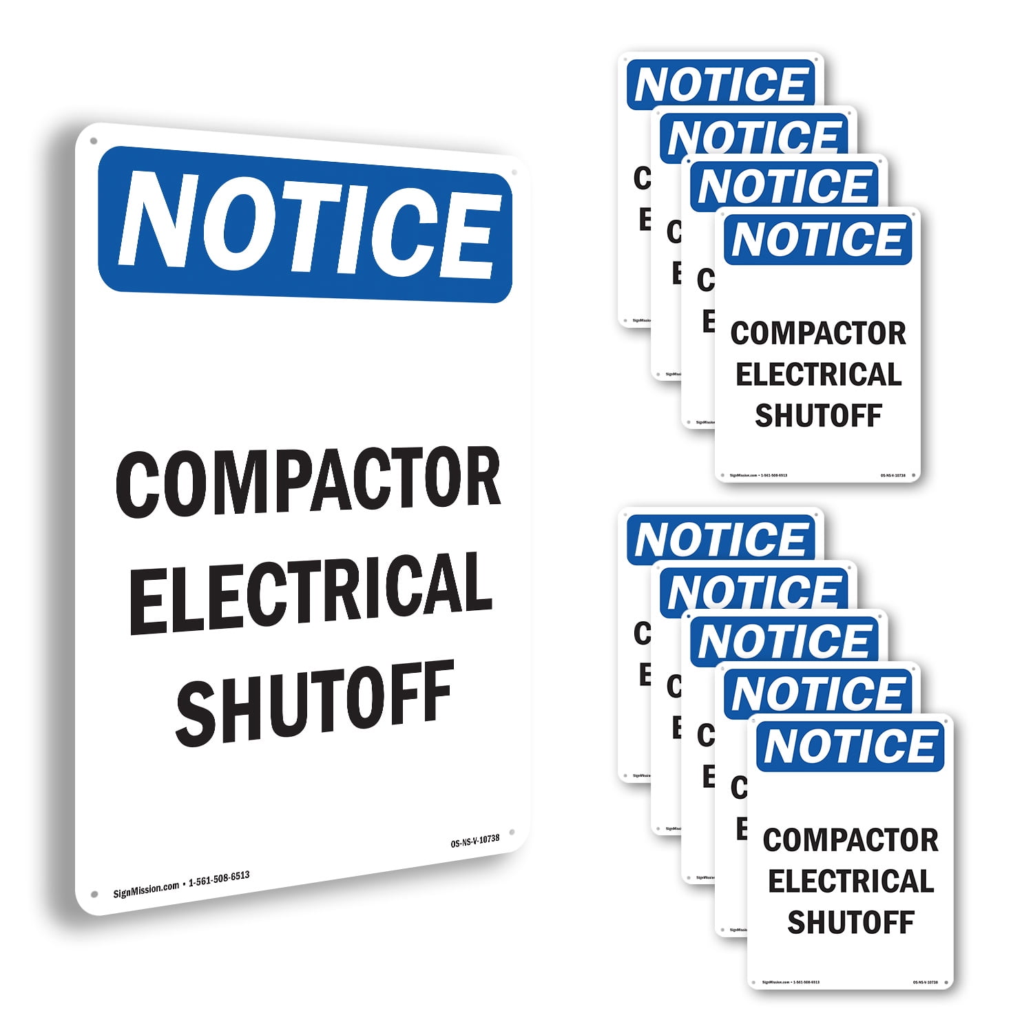 Compactor Electrical Shutoff OSHA Notice Rigid Plastic Sign 10 Inch x 7 ...