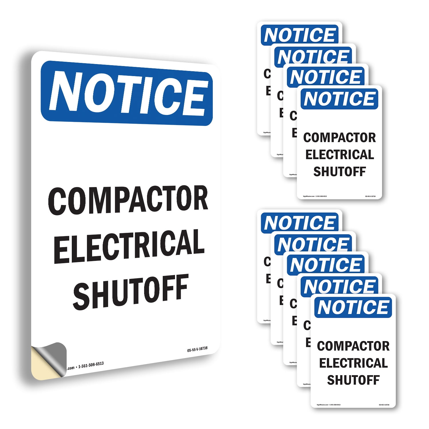 Compactor Electrical Shutoff OSHA Notice Vinyl Decal Label 10 Inch x 7 ...