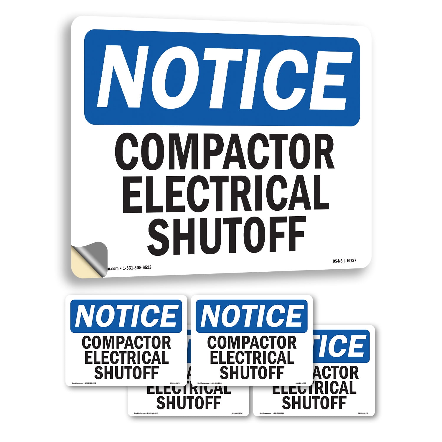 Compactor Electrical Shutoff OSHA Notice Vinyl Decal Label 10 Inch x 7 ...
