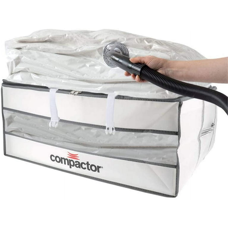 Compactor Space Saver Vacuum Storage Solution Vacuum Bag to protect  Clothes, Pillows, Duvets, Comforters, Blankets (XXL (26x20x11), Vision  White)