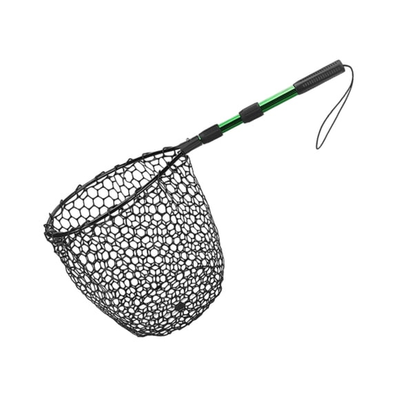 Compacts Fishing Net With Extendable Aluminum Alloys Handle Anti Hook Silicones Net For Lake Sea Anglers