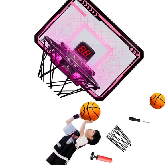 Compacts Indoor Basketball Hoops Remote LED Light Electronic Scoreboard For Bedroom Wall Mount Space Saving