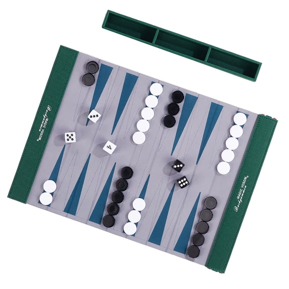 Compacts Rolls Up PU Leather Backgammon Game Mat Backgammon Board And Chess Set Waterproof For Beach Park And Home Use