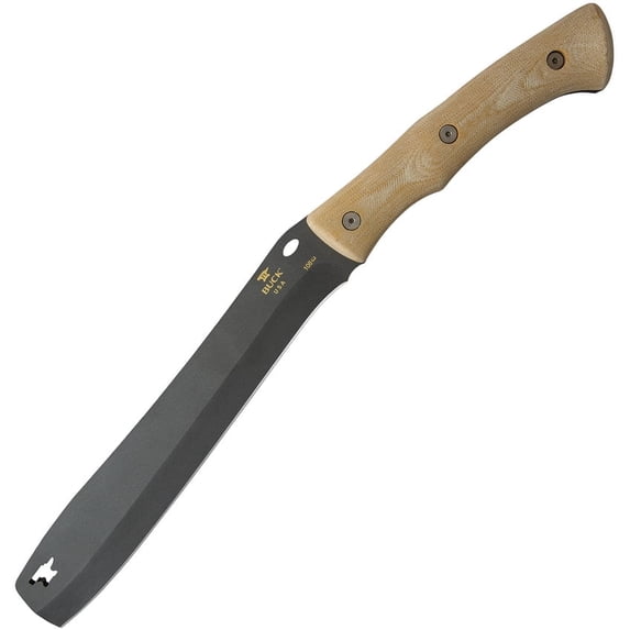 Buck Knives 108 Compadre Froe, 9-1/2" Cobalt Grey Cerakote Coated 5160 Steel Fixed Blade Wood Chopping Knife with Natural Micarta Handle, Genuine Leather Sheath Included