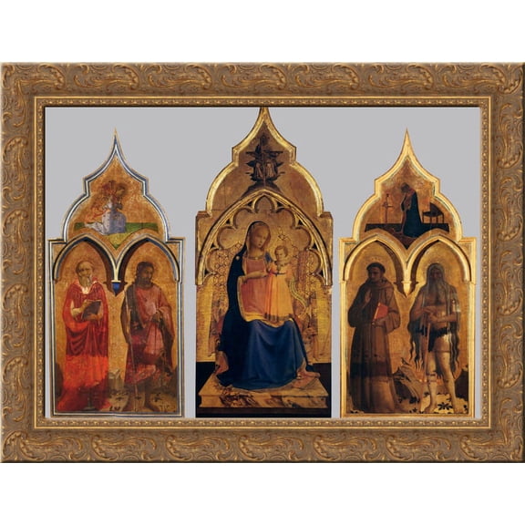 Compagnia di San Francesco Altarpiece 24x18 Gold Ornate Wood Framed Canvas Art by Fra Angelico