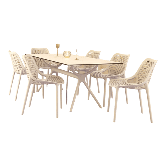 Compamia Air 7 Piece Rectangle Dining Set in White Finish