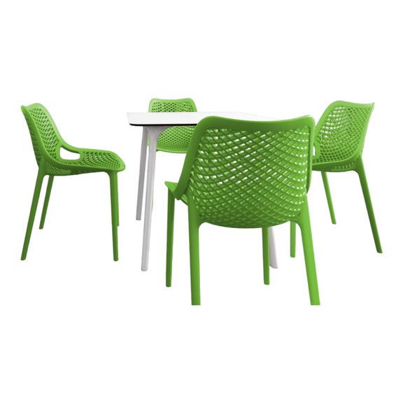 Luxury Commercial Living 5-Piece White and Tropical Green Recyclable Outdoor Patio Dining Set 32.25"