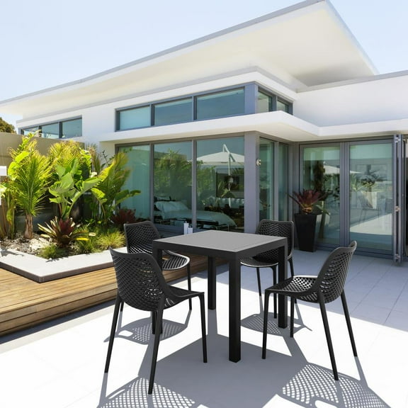 Compamia Air Square Dining Set with 4 Chairs Black