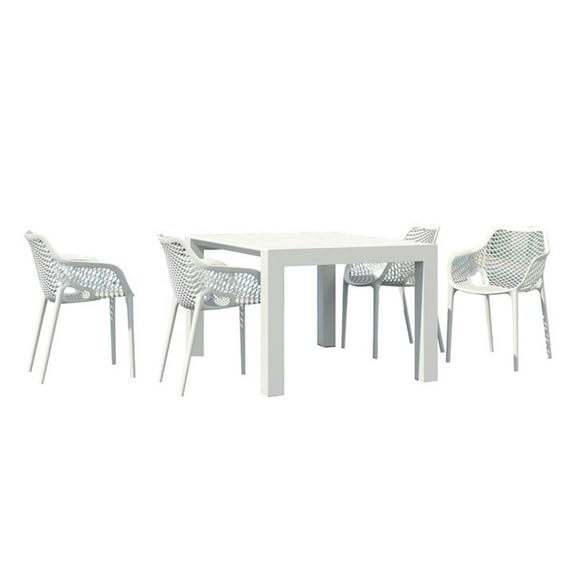 Compamia Air XL 5 Piece Extension Dining Set in White
