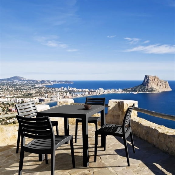 Compamia Ares 5 Piece Square Resin Patio Dining Set in Dark Gray