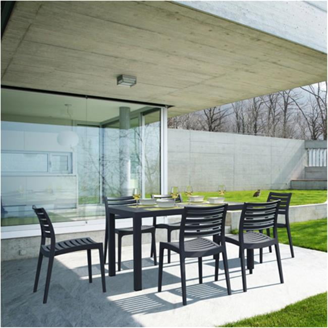 Modern Black Resin 6-Person Patio Dining Set