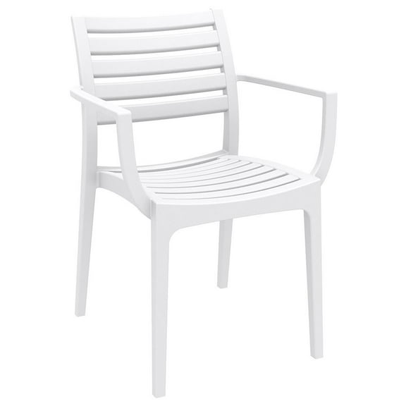 Compamia Artemis Outdoor Resin Patio Dining Arm Chair in White