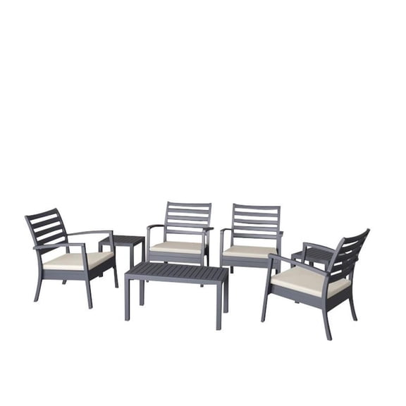 Compamia Artemis 7 Piece XL Club Seating Set in Dark Gray
