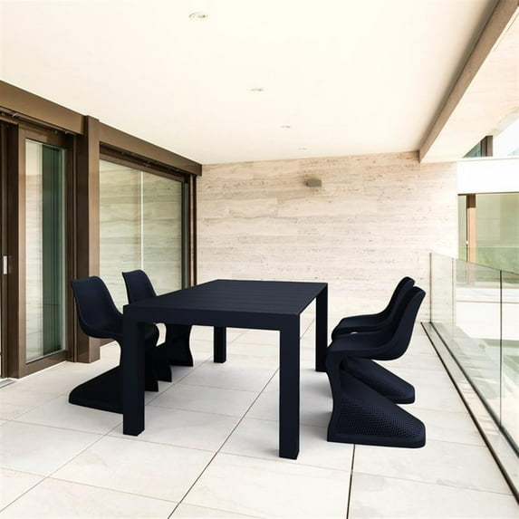Compamia Bloom 5 Piece Extendable Patio Dining Set in Black