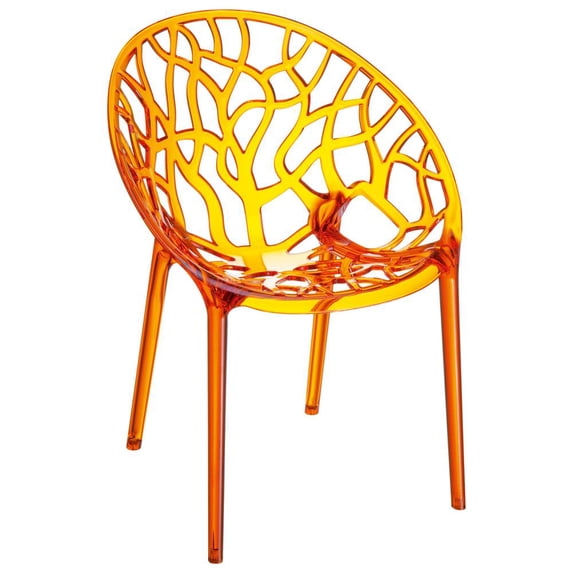 Siesta Crystal Polycarbonate Modern Dining Chair Transparent Orange, Set of 2