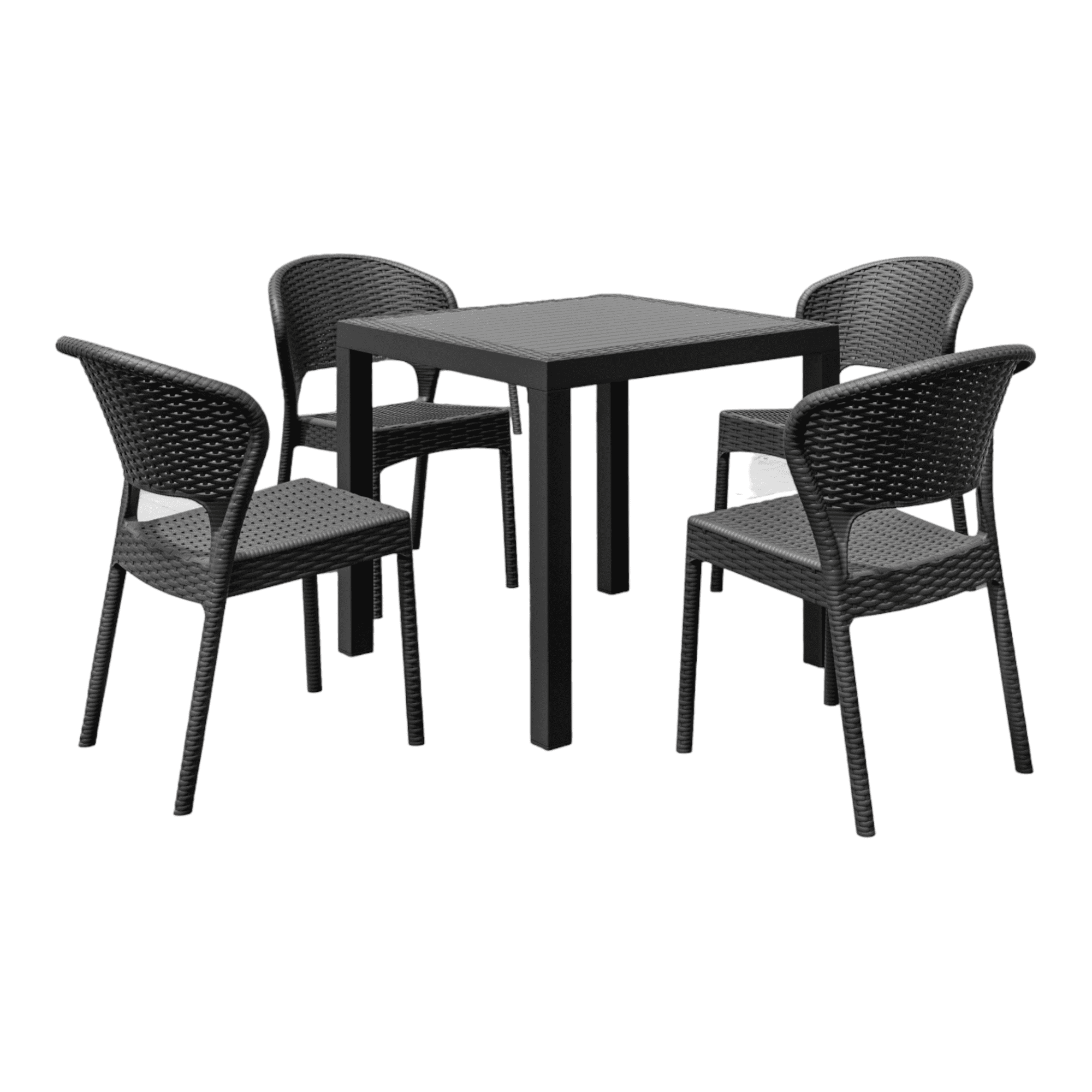 Daytona Dark Gray Wicker-Look Resin 5-Piece Outdoor Dining Set