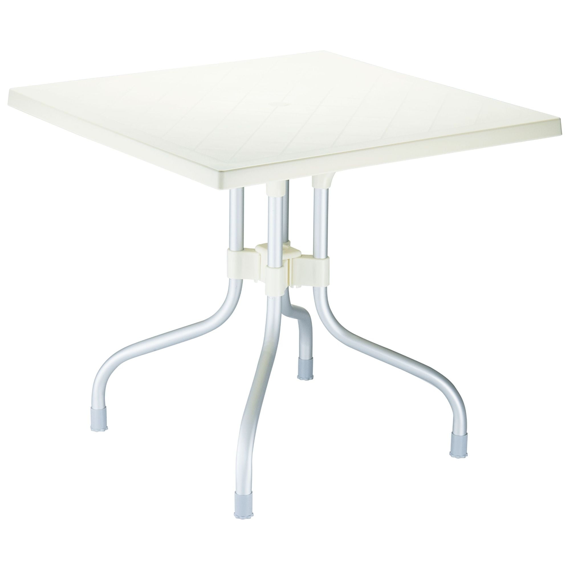 Beige 31" Square Folding Patio Table with Aluminum Legs
