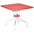 thumbnail image 1 of Luxury Commercial Living 31" Red and Silver Patio Square Folding Dining Table, 1 of 4