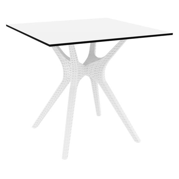 Luxury Commercial Living 31.5" White Solid Square Patio Dining Table