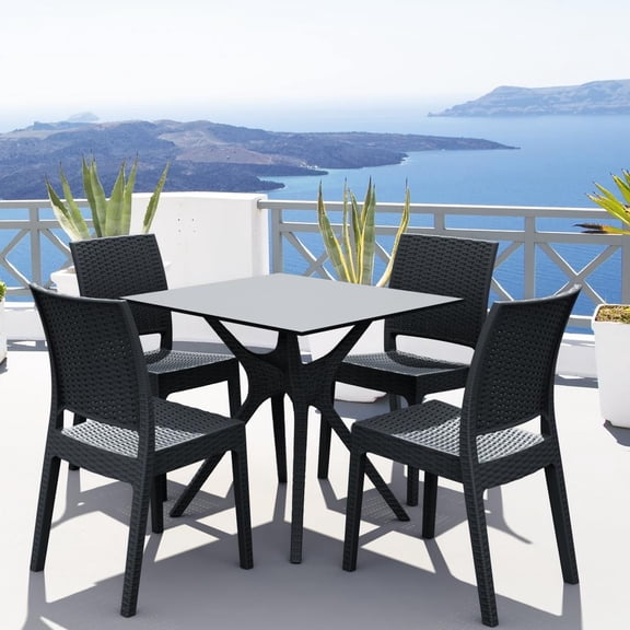 Compamia Ibiza 5 Piece Patio Dining Set in Dark Gray