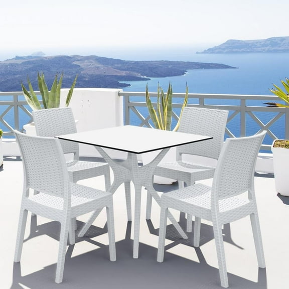 Compamia Ibiza 5 Piece Patio Dining Set in White