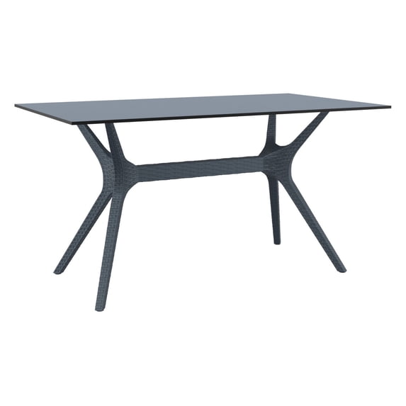 Luxury Commercial Living 55" Gray Solid Rectangular Patio Dining Table