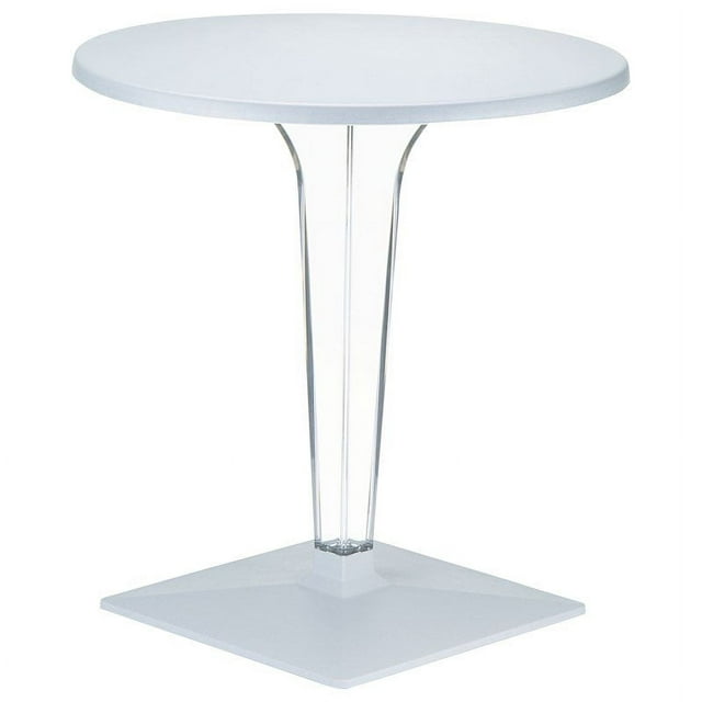 Compamia Ice 24" Round Werzalit Top Patio Dining Table in Silver