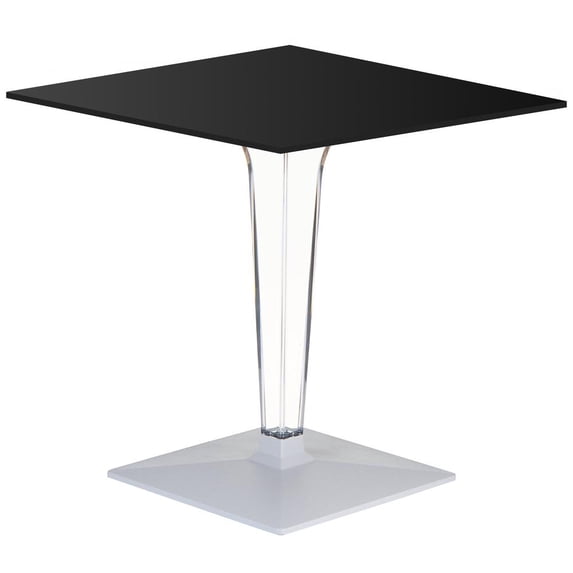 Compamia Ice 24 inch Square HPL Top Dining Table with Transparent Base in Black