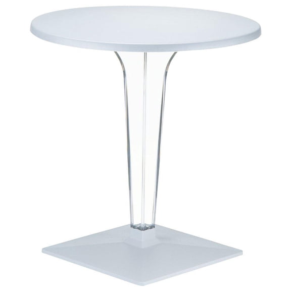 Compamia Ice 28" Round Werzalit Top Patio Dining Table in Silver