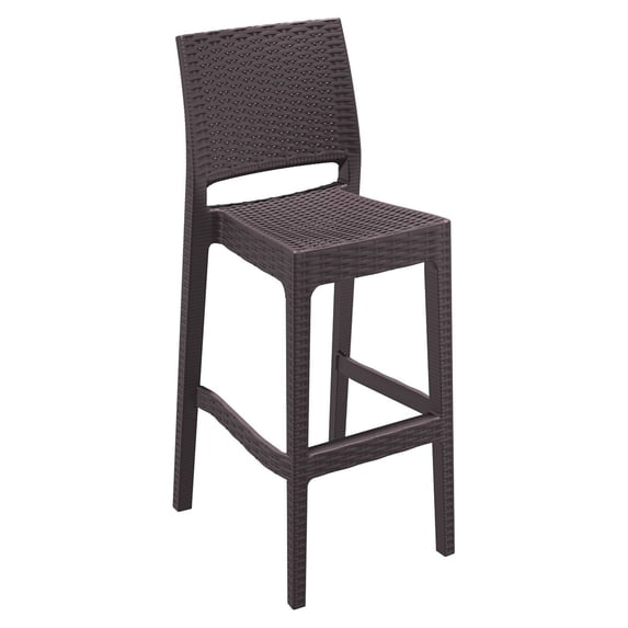 Luxury Commercial Living 42.5" Coffee Brown Wickerlook Patio Bar Stool