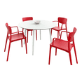 thumbnail image 1 of Luxury Commercial Living 5-Piece White and Red Round Dining Set 47.5", 1 of 6